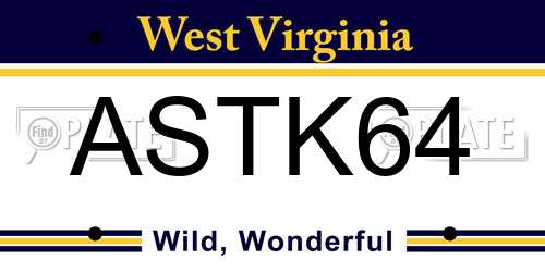 ASTK64 West Virginia License Plate