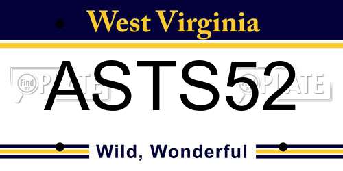 ASTS52 West Virginia License Plate