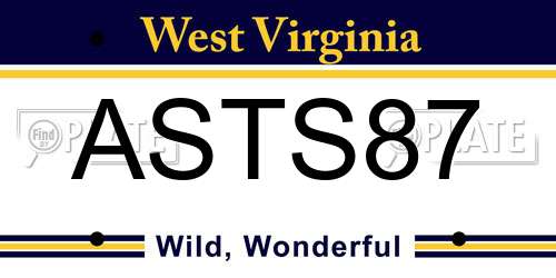 ASTS87 West Virginia License Plate