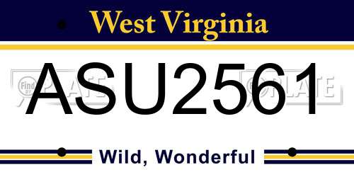 ASU2561 West Virginia License Plate