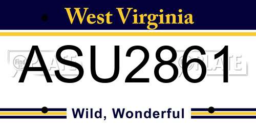 ASU2861 West Virginia License Plate