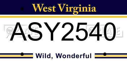 ASY2540 West Virginia License Plate