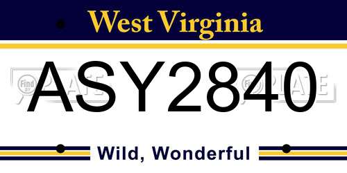 ASY2840 West Virginia License Plate
