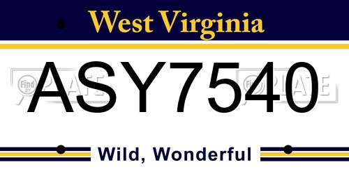 ASY7540 West Virginia License Plate