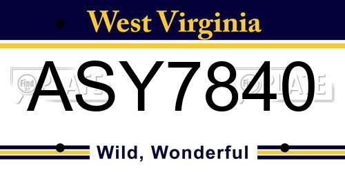 ASY7840 West Virginia License Plate