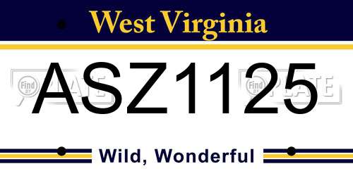 ASZ1125 West Virginia License Plate