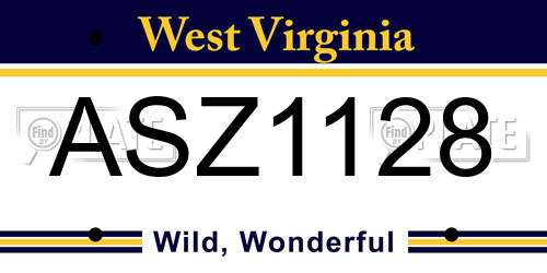 ASZ1128 West Virginia License Plate