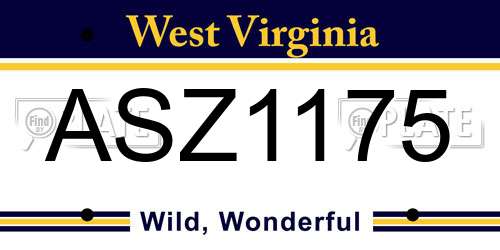 ASZ1175 West Virginia License Plate