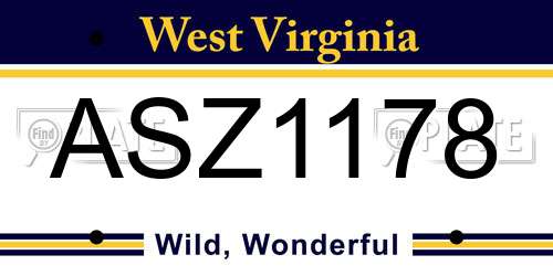 ASZ1178 West Virginia License Plate
