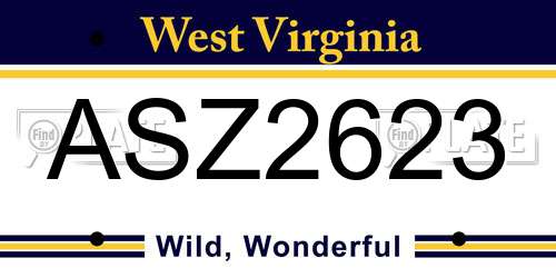 ASZ2623 West Virginia License Plate