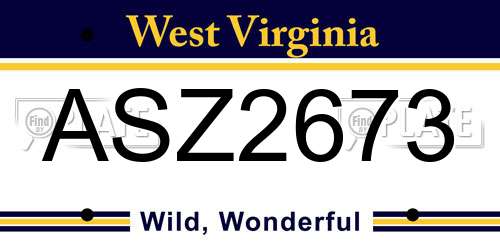 ASZ2673 West Virginia License Plate