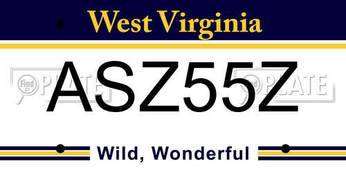 ASZ55Z West Virginia License Plate