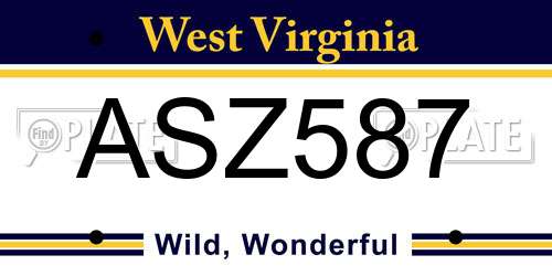 ASZ587 West Virginia License Plate
