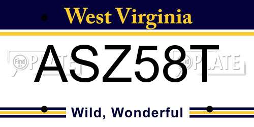 ASZ58T West Virginia License Plate