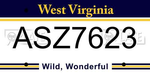 ASZ7623 West Virginia License Plate