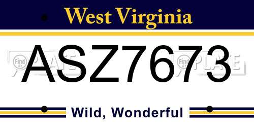 ASZ7673 West Virginia License Plate