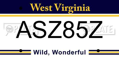 ASZ85Z West Virginia License Plate