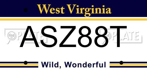 ASZ88T West Virginia License Plate