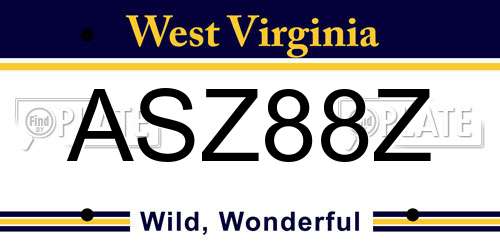 ASZ88Z West Virginia License Plate