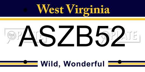 ASZB52 West Virginia License Plate