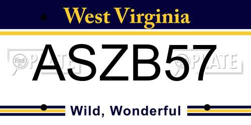 ASZB57 West Virginia License Plate