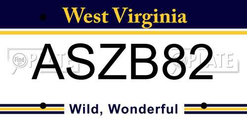ASZB82 West Virginia License Plate