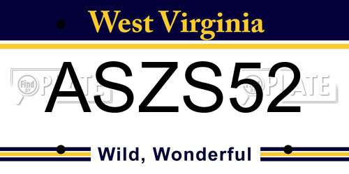 ASZS52 West Virginia License Plate