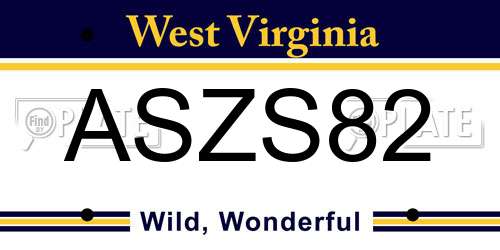 ASZS82 West Virginia License Plate