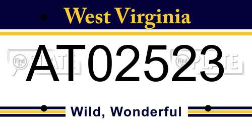 AT02523 West Virginia License Plate