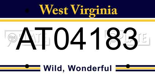 AT04183 West Virginia License Plate