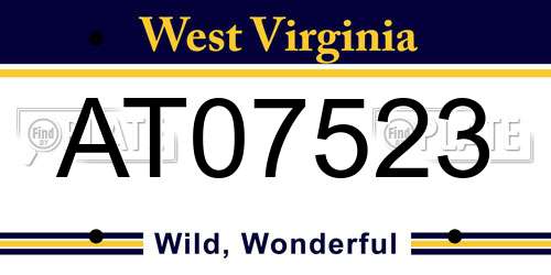 AT07523 West Virginia License Plate