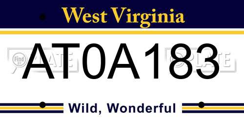 AT0A183 West Virginia License Plate