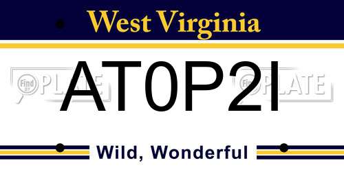 AT0P2I West Virginia License Plate