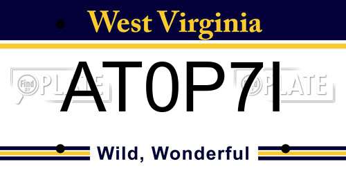AT0P7I West Virginia License Plate