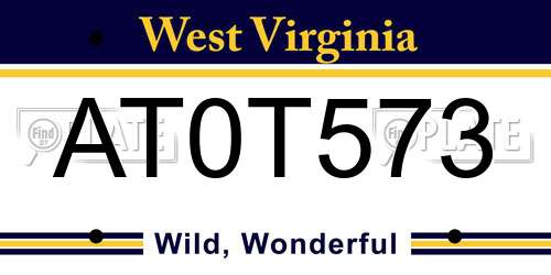 AT0T573 West Virginia License Plate