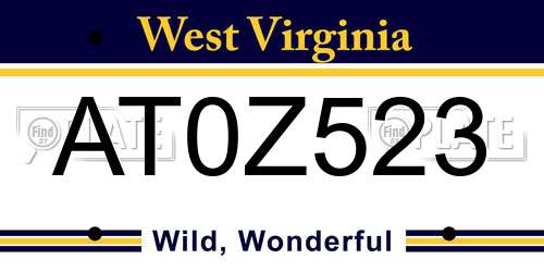 AT0Z523 West Virginia License Plate