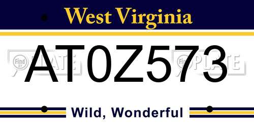AT0Z573 West Virginia License Plate