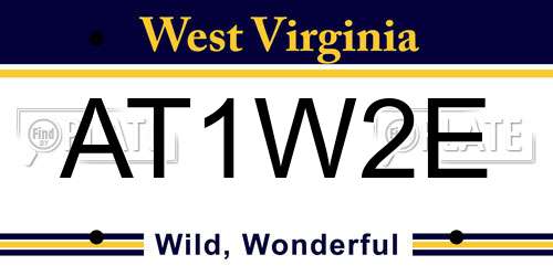 AT1W2E West Virginia License Plate