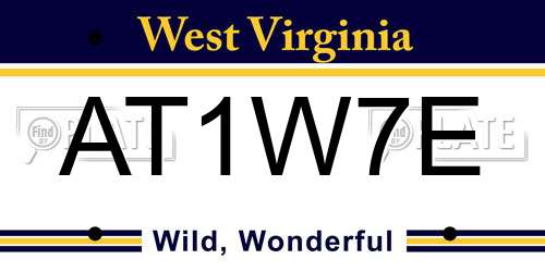 AT1W7E West Virginia License Plate