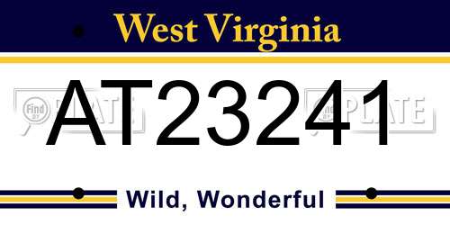 AT23241 West Virginia License Plate