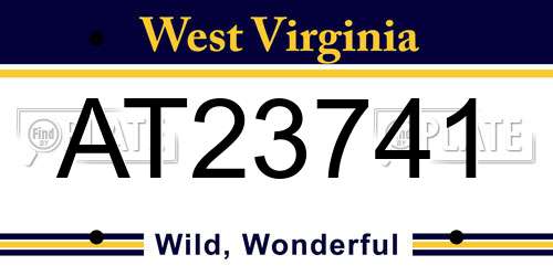 AT23741 West Virginia License Plate