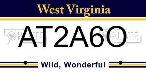 AT2A6O West Virginia License Plate