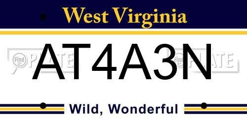 AT4A3N West Virginia License Plate
