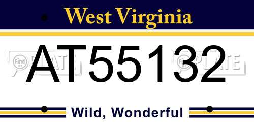 AT55132 West Virginia License Plate