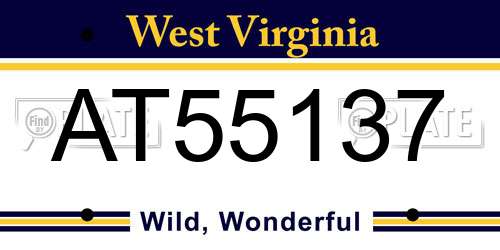 AT55137 West Virginia License Plate