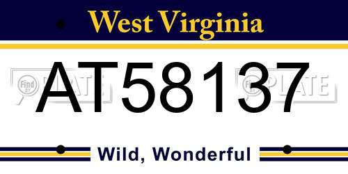 AT58137 West Virginia License Plate