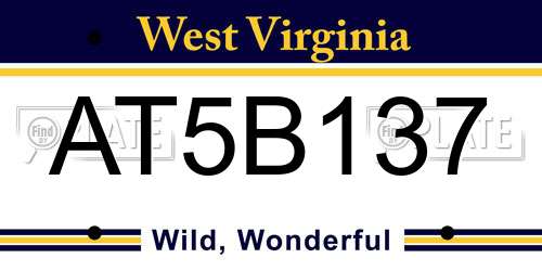 AT5B137 West Virginia License Plate