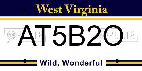 AT5B2O West Virginia License Plate