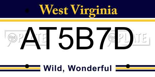 AT5B7D West Virginia License Plate