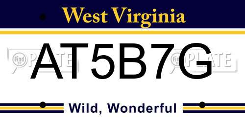 AT5B7G West Virginia License Plate